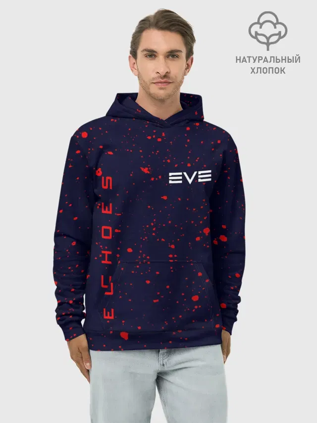 Худи мужской базовый хлопок с принтом «EVE online — EVE ECHOES — ИВ ЭХО»