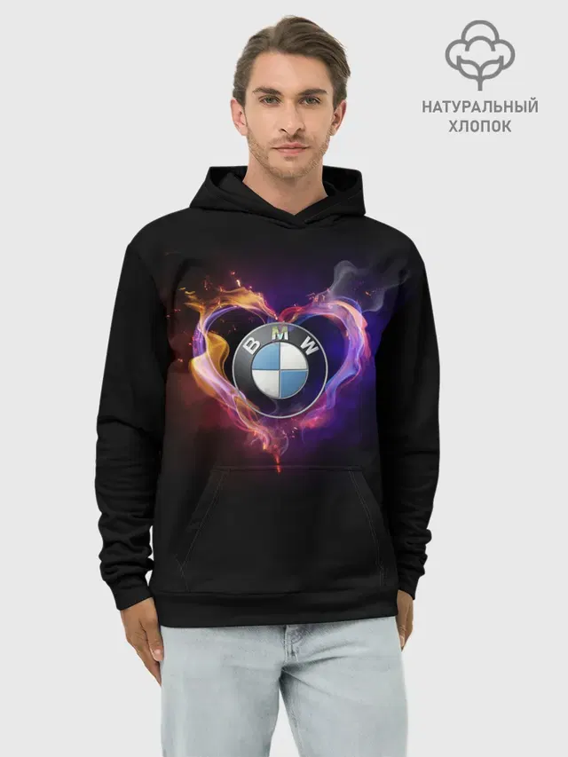 Худи мужской базовый хлопок с принтом «BMW»