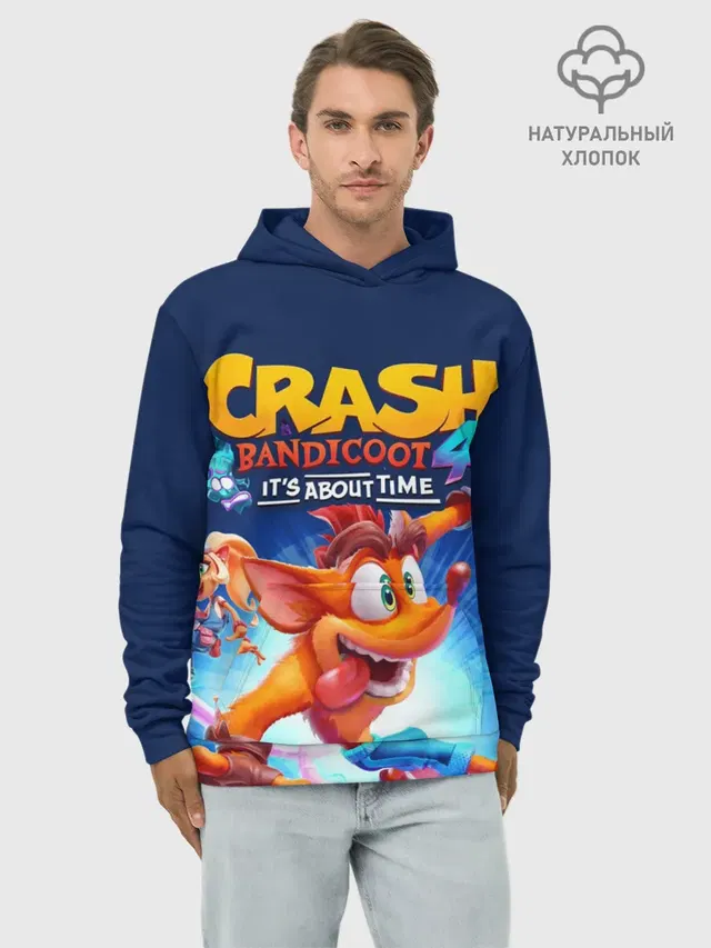 Худи мужской базовый хлопок с принтом «Игры — Crash Bandicoot»