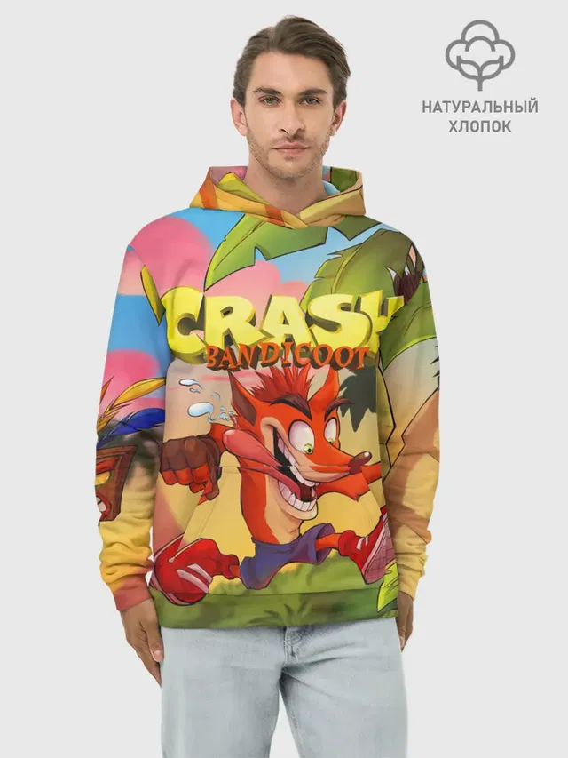 Худи мужской базовый хлопок с принтом «Crash Bandicoot»