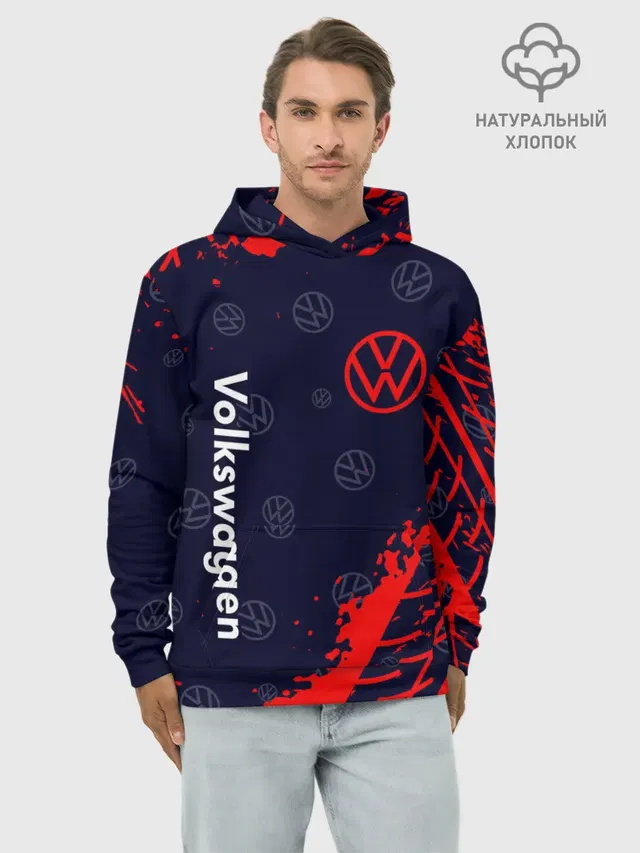 Худи мужской базовый хлопок с принтом «Volkswagen — Фольксваген»