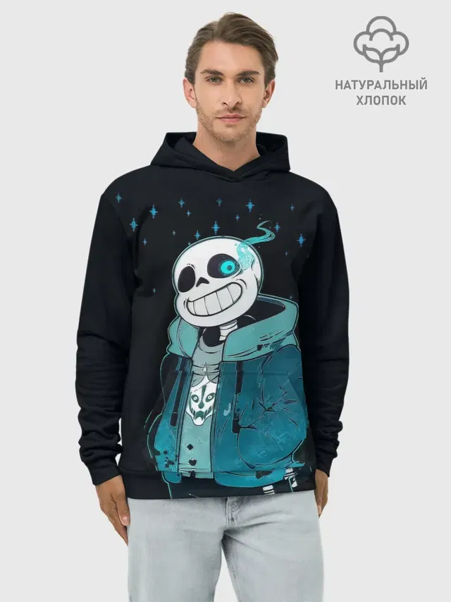 Худи мужской базовый хлопок с принтом «Андертейл — UNDERTALE SANS»
