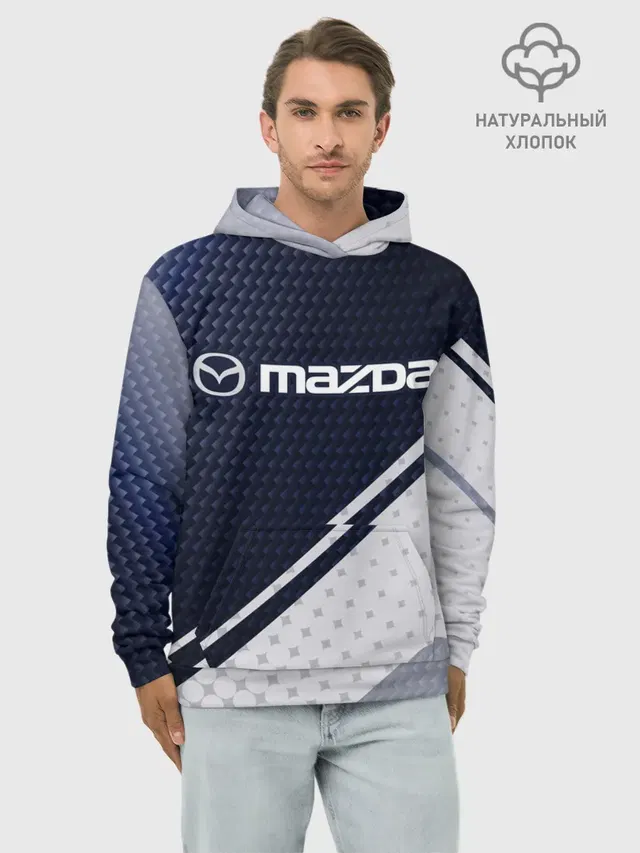 Худи мужской базовый хлопок с принтом «Mazda»