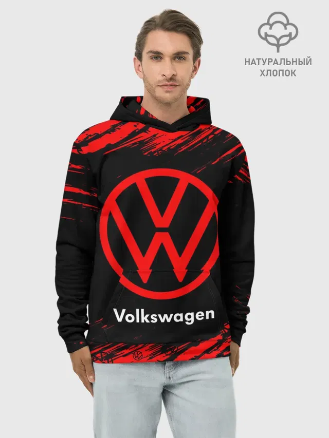 Худи мужской базовый хлопок с принтом «Volkswagen — Фольксваген»