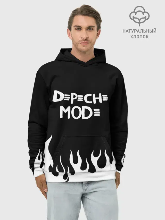 Худи мужской базовый хлопок с принтом «Огонь»