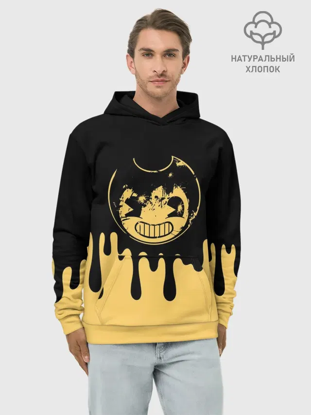 Худи мужской базовый хлопок с принтом «Ink Drip»
