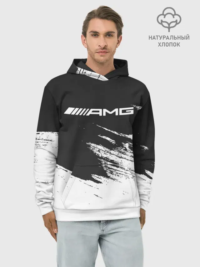 Худи мужской базовый хлопок с принтом «Merсedes — AMG MERCEDES.»