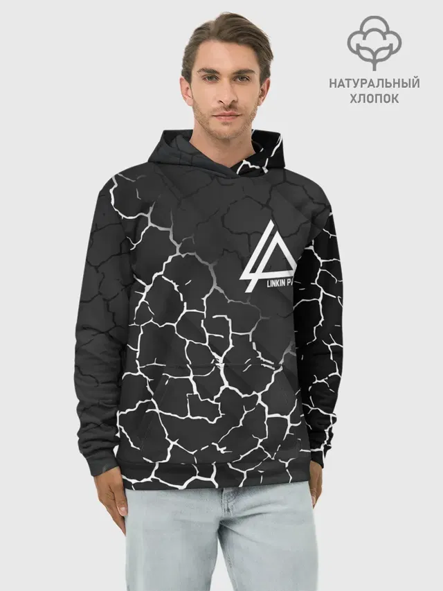 Худи мужской базовый хлопок с принтом «Cracked texture»
