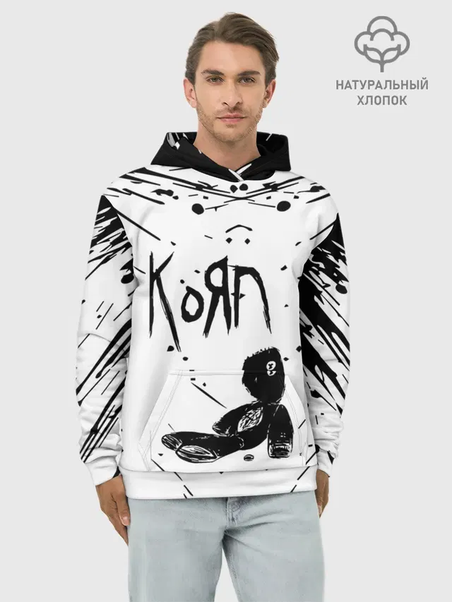 Худи мужской базовый хлопок с принтом «KoЯn — korn»