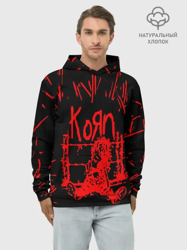 Худи мужской базовый хлопок с принтом «KoЯn — korn»