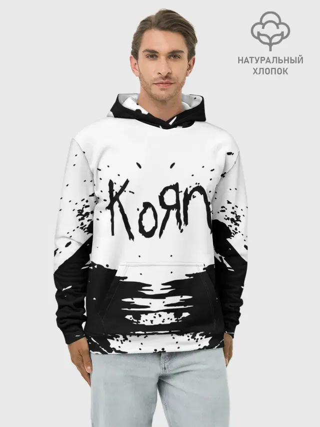 Худи мужской базовый хлопок с принтом «KoЯn — korn»