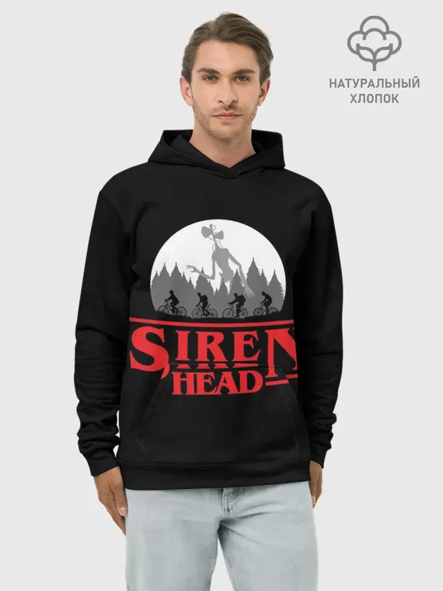 Худи мужской базовый хлопок с принтом «Разные игры — Siren Head»