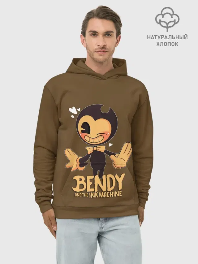 Худи мужской базовый хлопок с принтом «Bendy and the ink machine»