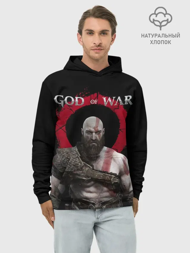 Худи мужской базовый хлопок с принтом «God of war»