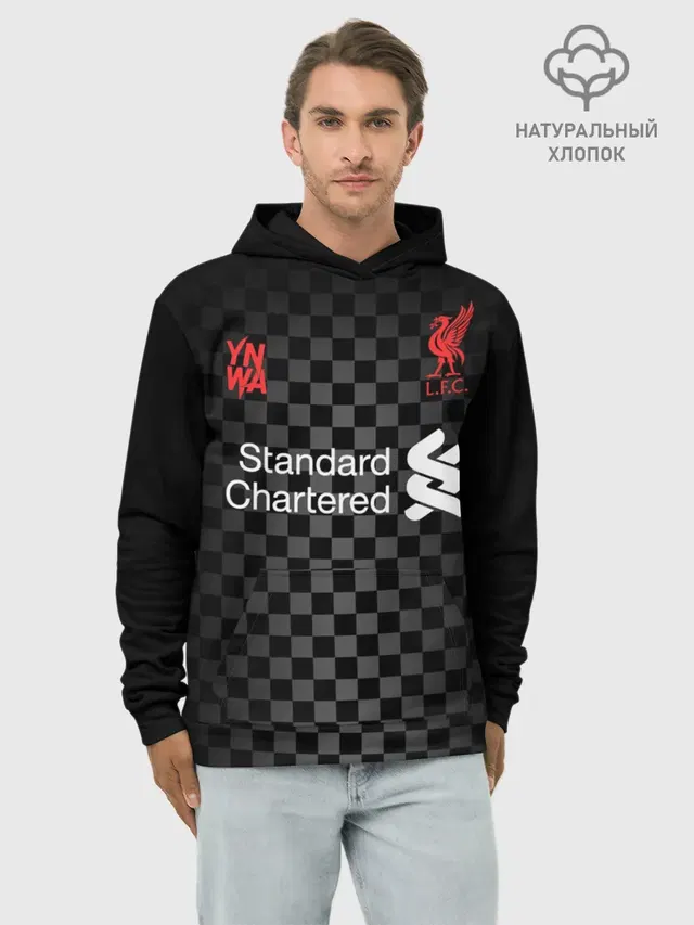 Худи мужской базовый хлопок с принтом «Ливерпуль — LIVERPOOL резервная 20/21»