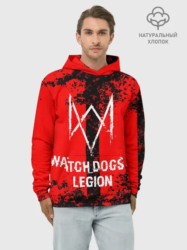 Худи мужской базовый хлопок с принтом «Grunge — Watch Dogs: Legion.»