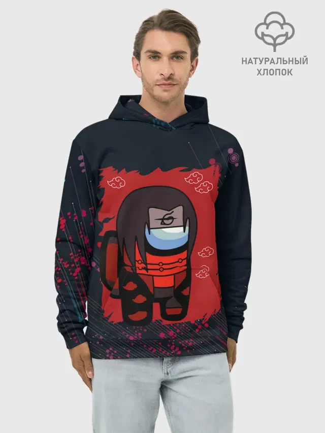 Худи мужской базовый хлопок с принтом «Among Us — Itachi Uchiha.»