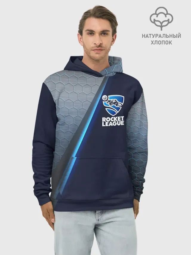 Худи мужской базовый хлопок с принтом «Rocket League»