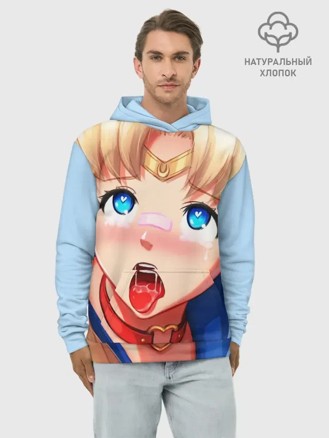 Худи мужской базовый хлопок с принтом «Sailor Moon Ahegao»