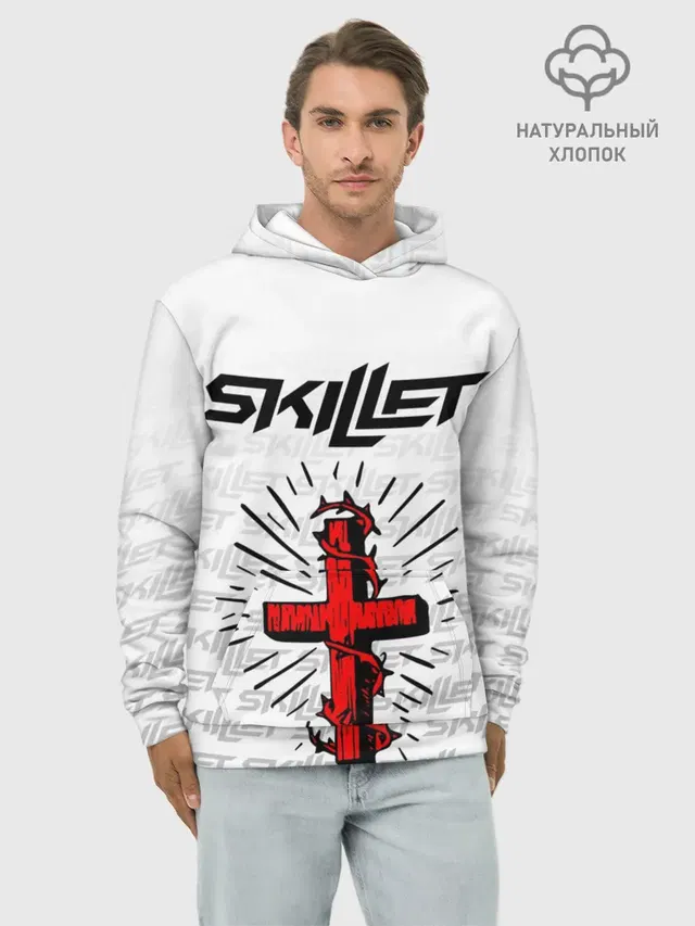 Худи мужской базовый хлопок с принтом «Skillet»