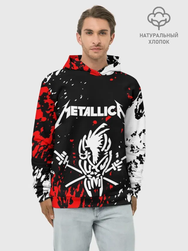Худи мужской базовый хлопок с принтом «Metallica»