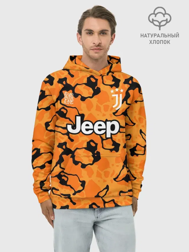 Худи мужской базовый хлопок с принтом «Ювентус — JUVENTUS резервная 20/21»
