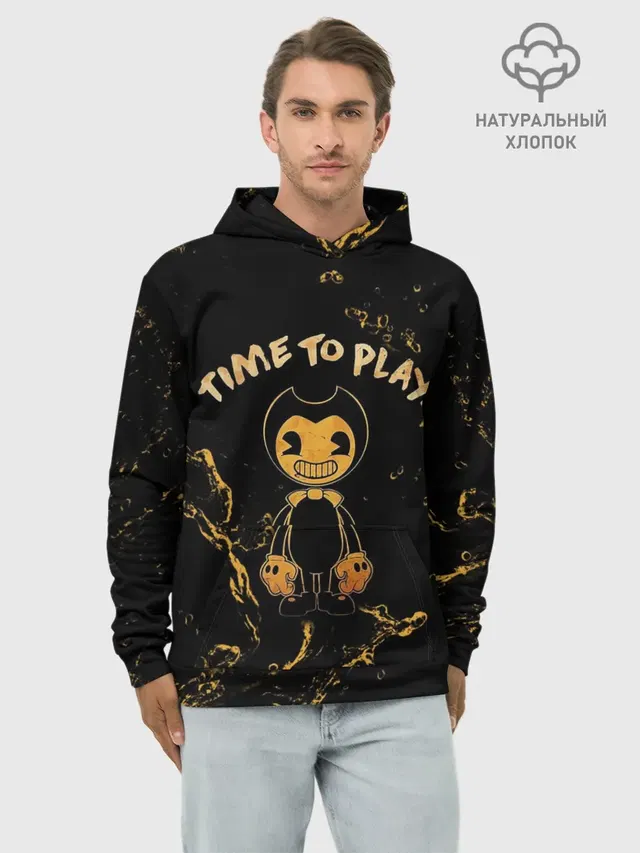 Худи мужской базовый хлопок с принтом «Time to Play»