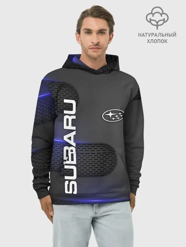 Худи мужской базовый хлопок с принтом «Subaru»