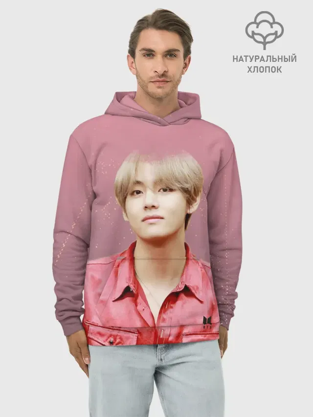 Худи мужской базовый хлопок с принтом «BTS»