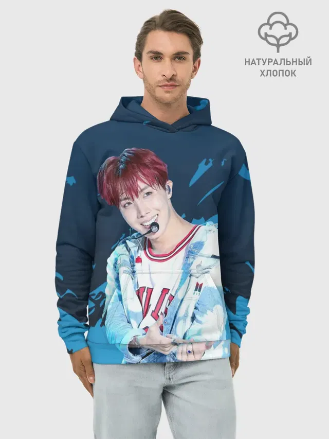 Худи мужской базовый хлопок с принтом «BTS»