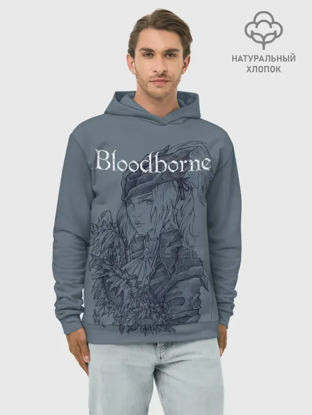 Худи мужской базовый хлопок с принтом «Bloodborne»
