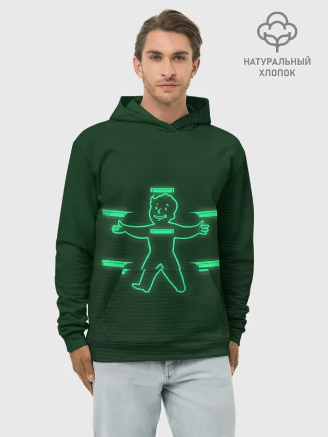 Худи мужской базовый хлопок с принтом «Vault-Boy HP»
