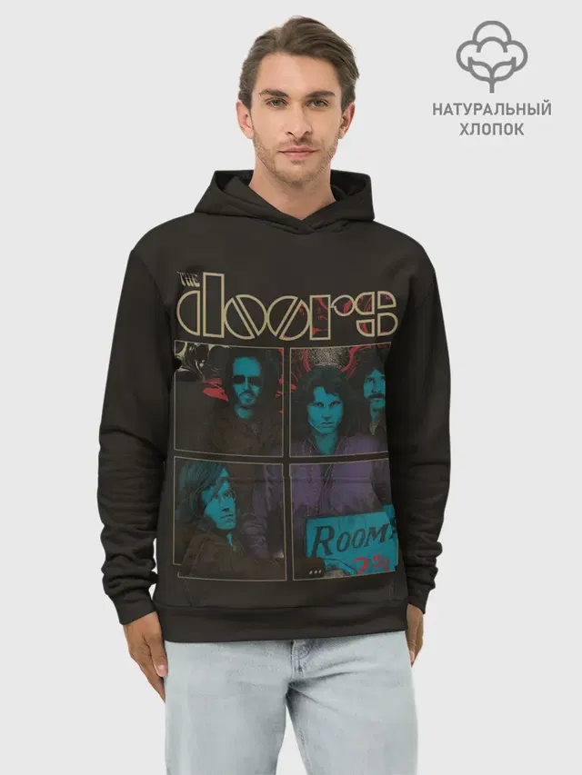Худи мужской базовый хлопок с принтом «Разный рок — The Doors»