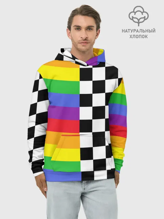 Худи мужской базовый хлопок с принтом «6IX9INE — Rainbow»