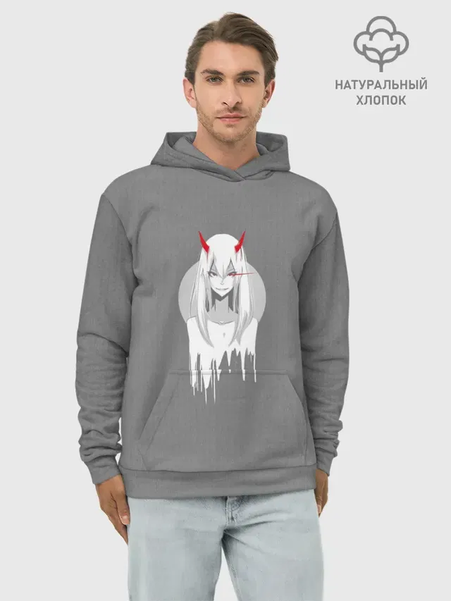 Худи мужской базовый хлопок с принтом «Убийца Напарников Zero Two»