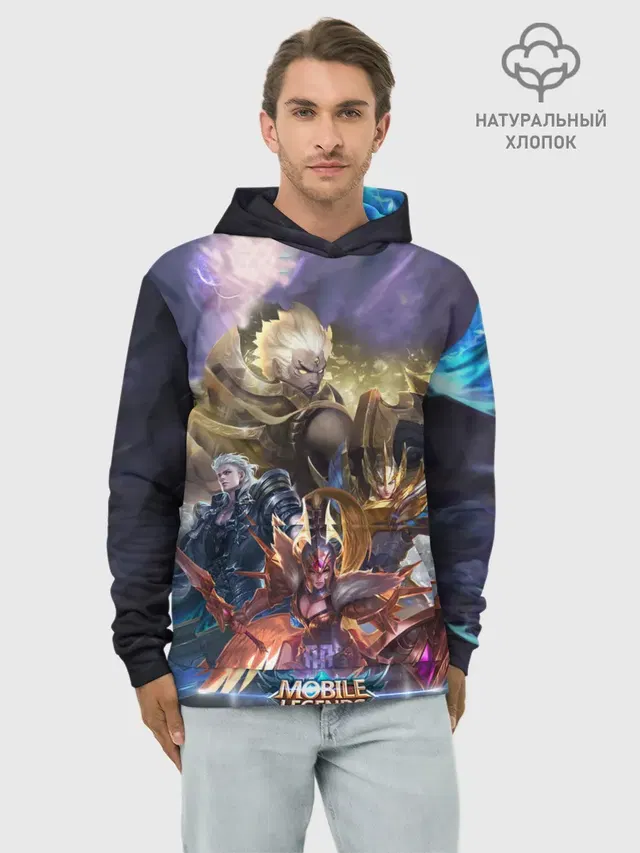 Худи мужской базовый хлопок с принтом «Mobile Legends: Bang Bang»