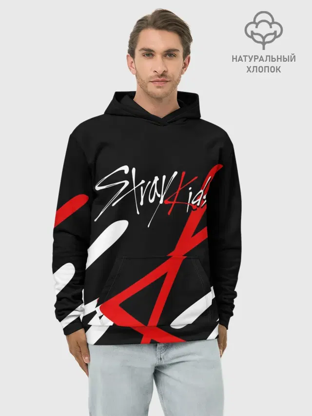 Худи мужской базовый хлопок с принтом «Stray Kids»