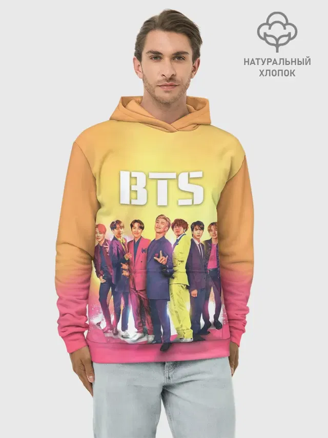 Худи мужской базовый хлопок с принтом «BTS»