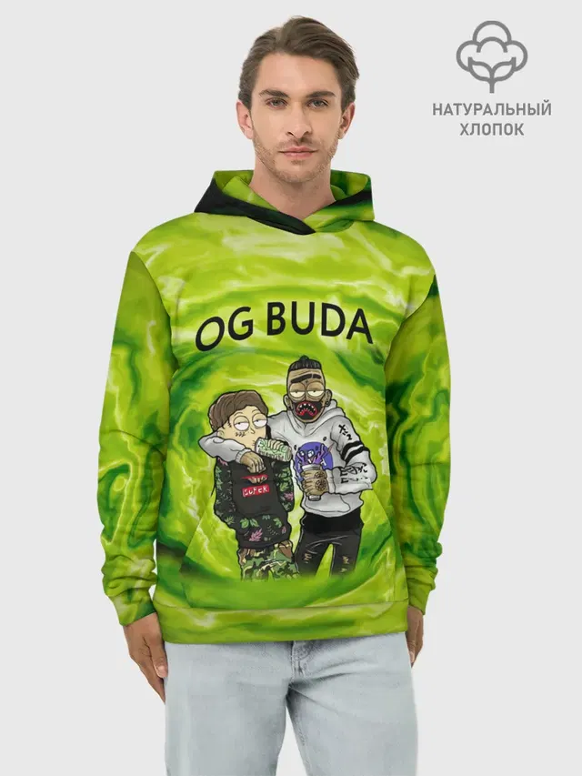 Худи мужской базовый хлопок с принтом «OG Buda — Репер - OG Buda»