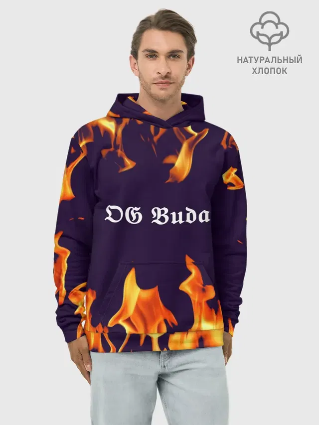 Худи мужской базовый хлопок с принтом «OG Buda»