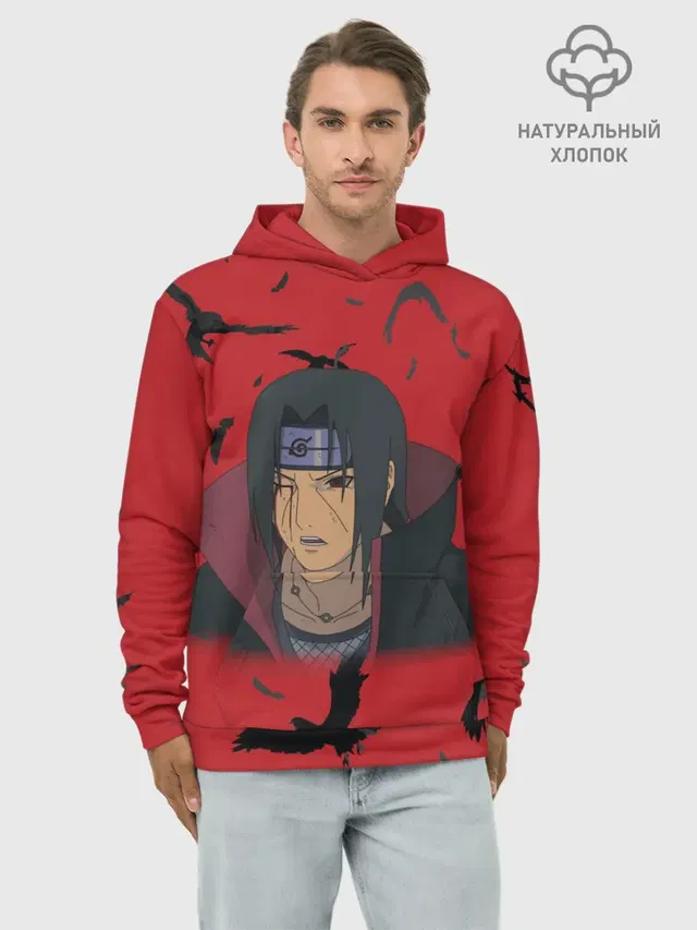 Худи мужской базовый хлопок с принтом «Uchiha Hitachi»