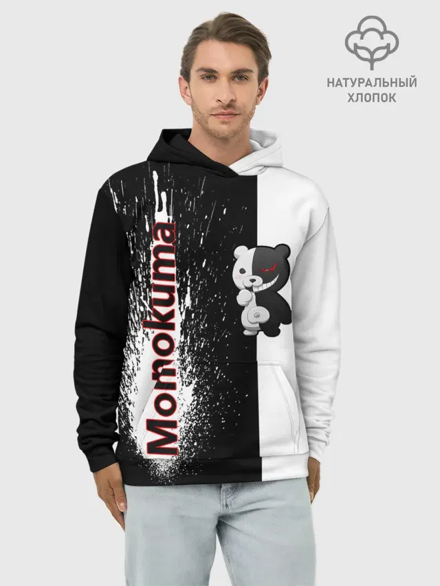 Худи мужской базовый хлопок с принтом «Разные игры — Monokuma»