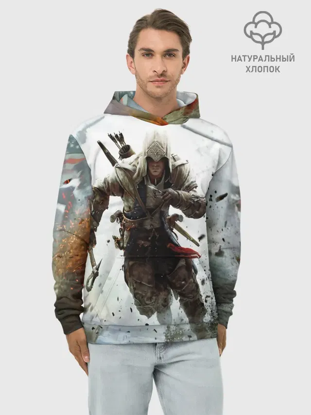 Худи мужской базовый хлопок с принтом «ASSASSINS CREED — Assassin’s Creed 3»