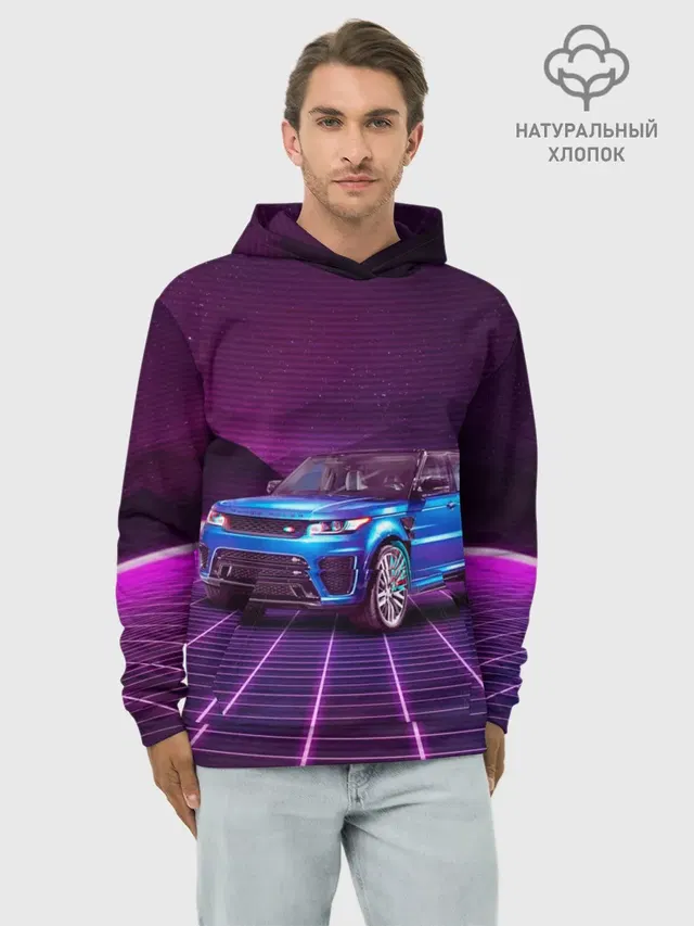Худи мужской базовый хлопок с принтом «Land Rover — Range Rover Sport»