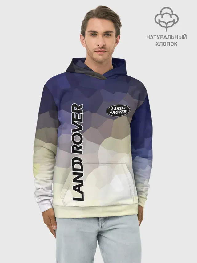 Худи мужской базовый хлопок с принтом «Land Rover»