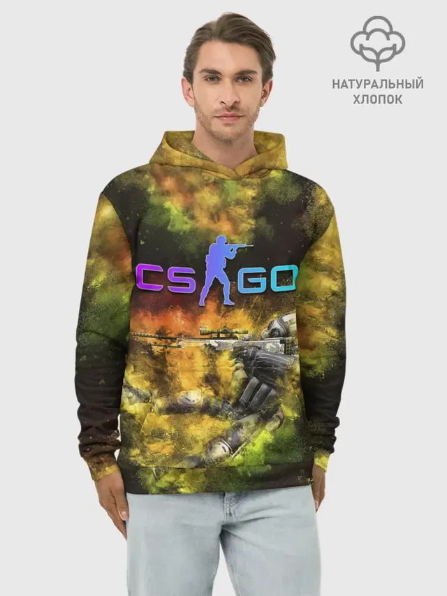 Худи мужской базовый хлопок с принтом «Counter-Strike — CS GO Gold dust»
