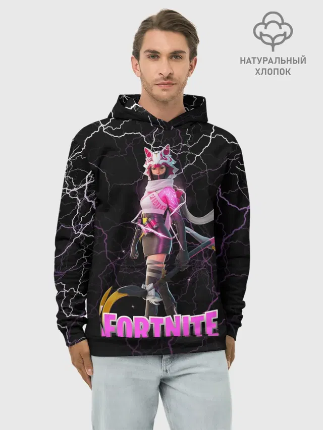 Худи мужской базовый хлопок с принтом «Фортнайт — Vi Fox Fortnite»