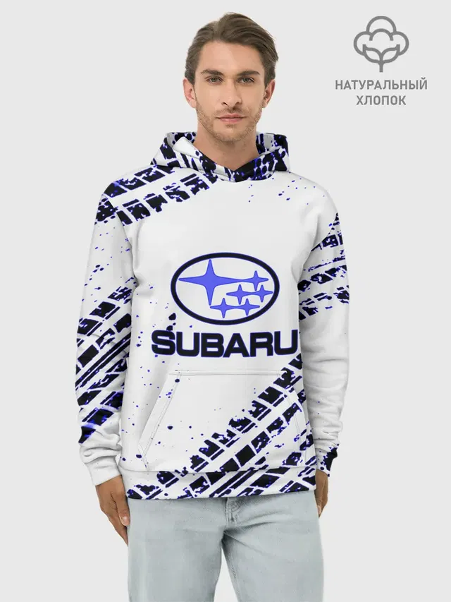 Худи мужской базовый хлопок с принтом «Subaru»