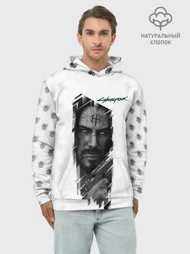 Худи мужской базовый хлопок с принтом «Cyberpunk 2077»