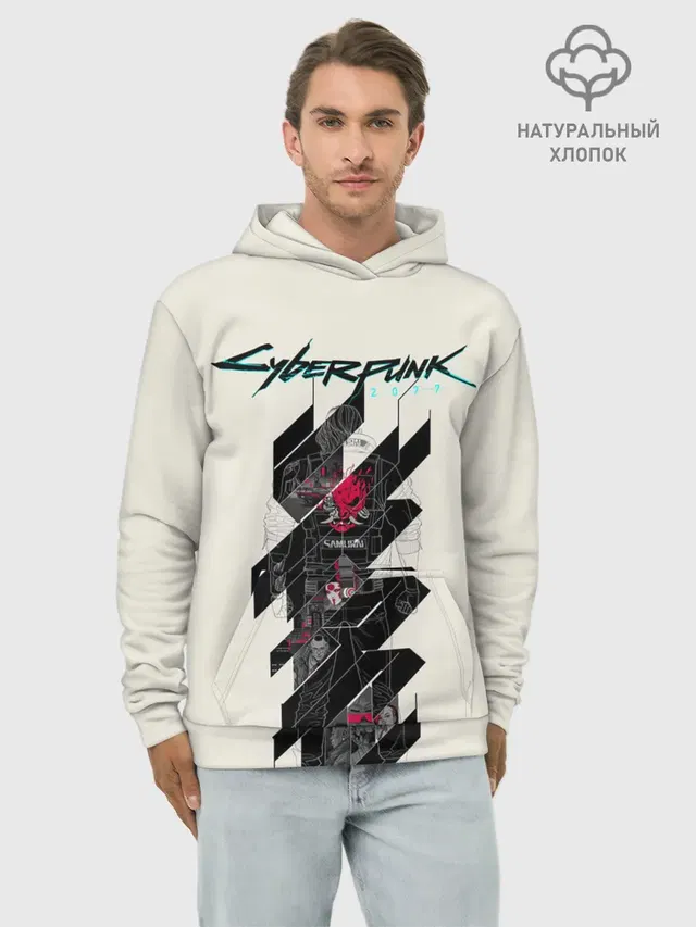 Худи мужской базовый хлопок с принтом «Cyberpunk 2077»